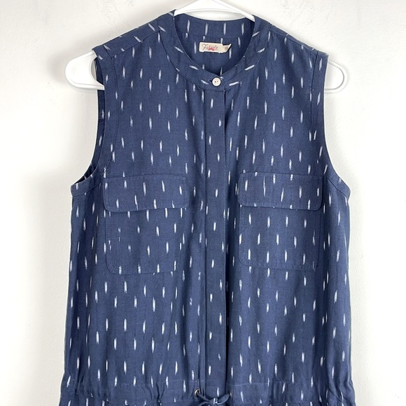 Faherty Blue and White Sleeveless Saylor Ikat Midi Shirt Dress. Size XS. - Picture 5 of 16